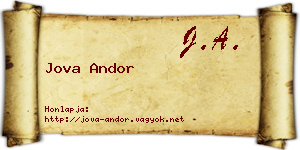 Jova Andor névjegykártya